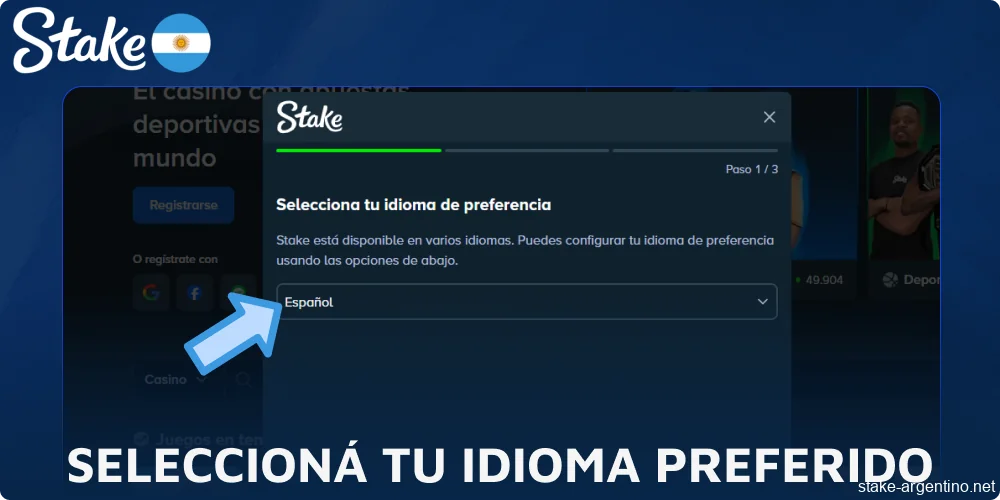 Seleccioná tu idioma preferido en Stake